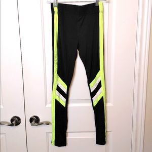 Black Leggings with Neon & White Stripes